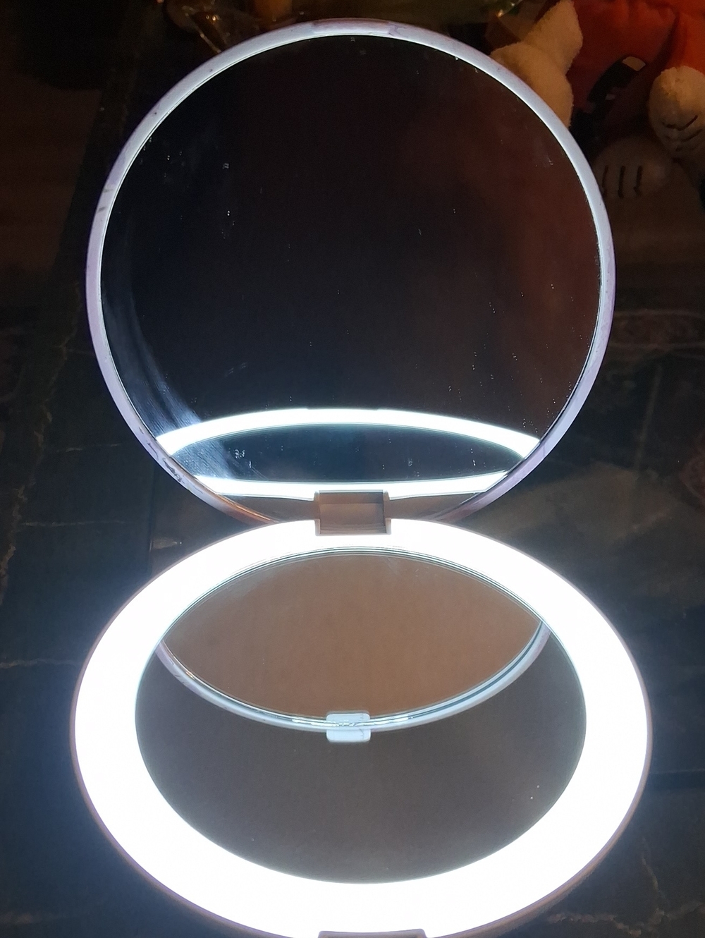 Compact Lighted Makeup Mirror - White